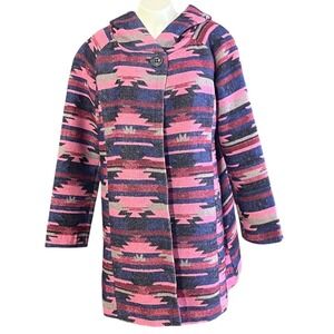 Tabitha Anthropologie Hooded Southwestern Print Jacket Coat Size M
